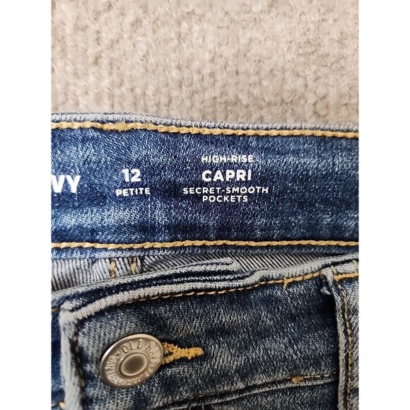 Old Navy Rockstar Slim Capri Jeans Womens 12 Petite Blue Medium Wash Stretch NEW - Picture 10 of 12